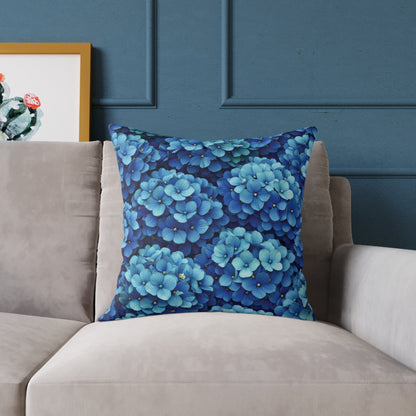 Blue Hydrangea Pattern Pillow | Floral Cushion Cover