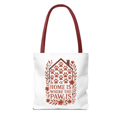 Home is Where the Paw Is Tote Bag | Pet Lover Gift, Floral Design, Animal Lover Accessory, Eco-Friendly Shopping Bag, Dog Mom Tote