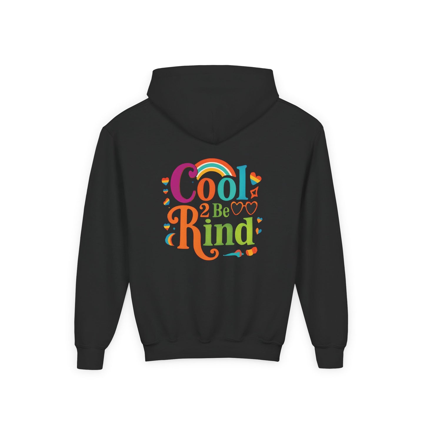 Cool 2 Be Kind Hoodie | Youth Hooded Sweatshirt, Colorful Rainbow Kindness Design