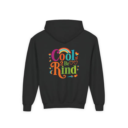 Cool 2 Be Kind Hoodie | Youth Hooded Sweatshirt, Colorful Rainbow Kindness Design