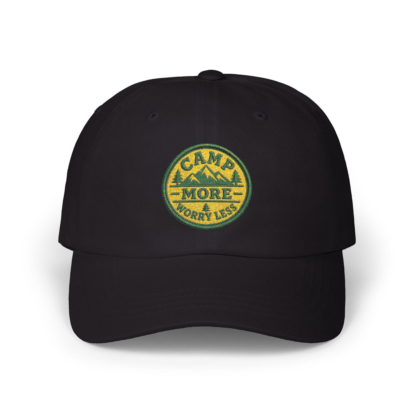 Camp More Worry Less Dad Cap | Embroidered Outdoor Patch Hat