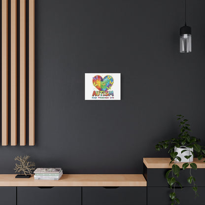 Autism Heart Puzzle Rainbow Butterflies Canvas | Accept Understand Love