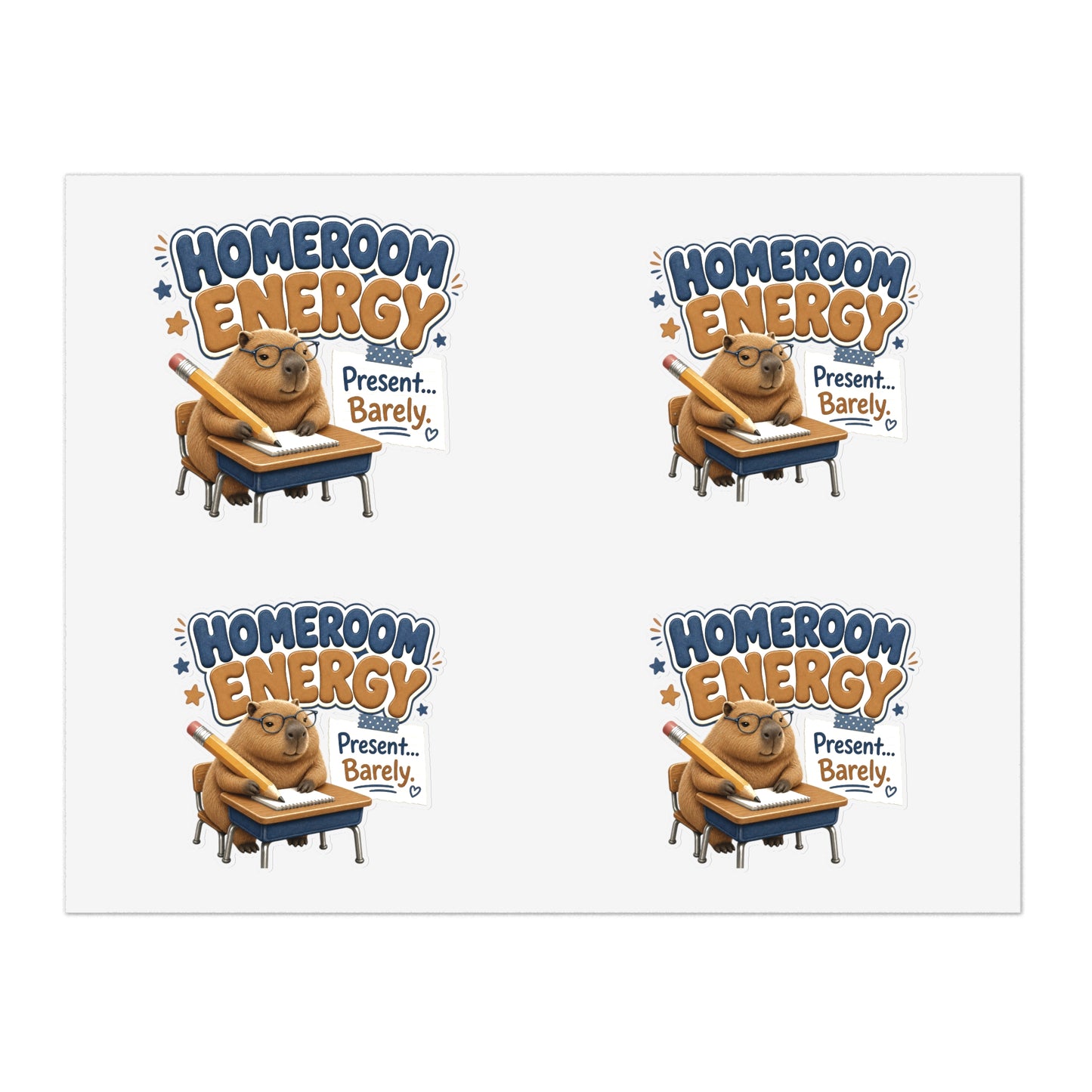 Homeroom Energy Present Barely Capybara sticker | Kiss-Cut Sticker
