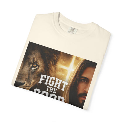 Fight the Good Fight T-shirt | Jesus and Lion Faith Graphic