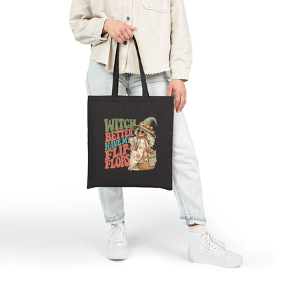 Witch Better Have My Flip Flops Tote Bag | Halloween Witch Illustration