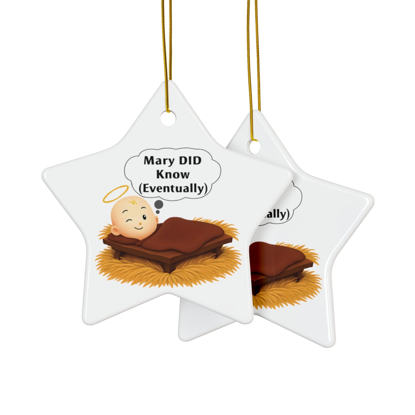 Ceramic Ornaments, Mary DID Know (Eventually) Humorous Christmas Ornament, Funny Xmas Decor, Holiday Gift, Christmas Tree Decoration,