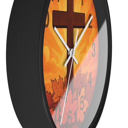 Faith-Inspired Autumn Wall Clock | Rustic Home Decor, Inspirational Gift, Christian Decor, Fall Decor, Cross Design
