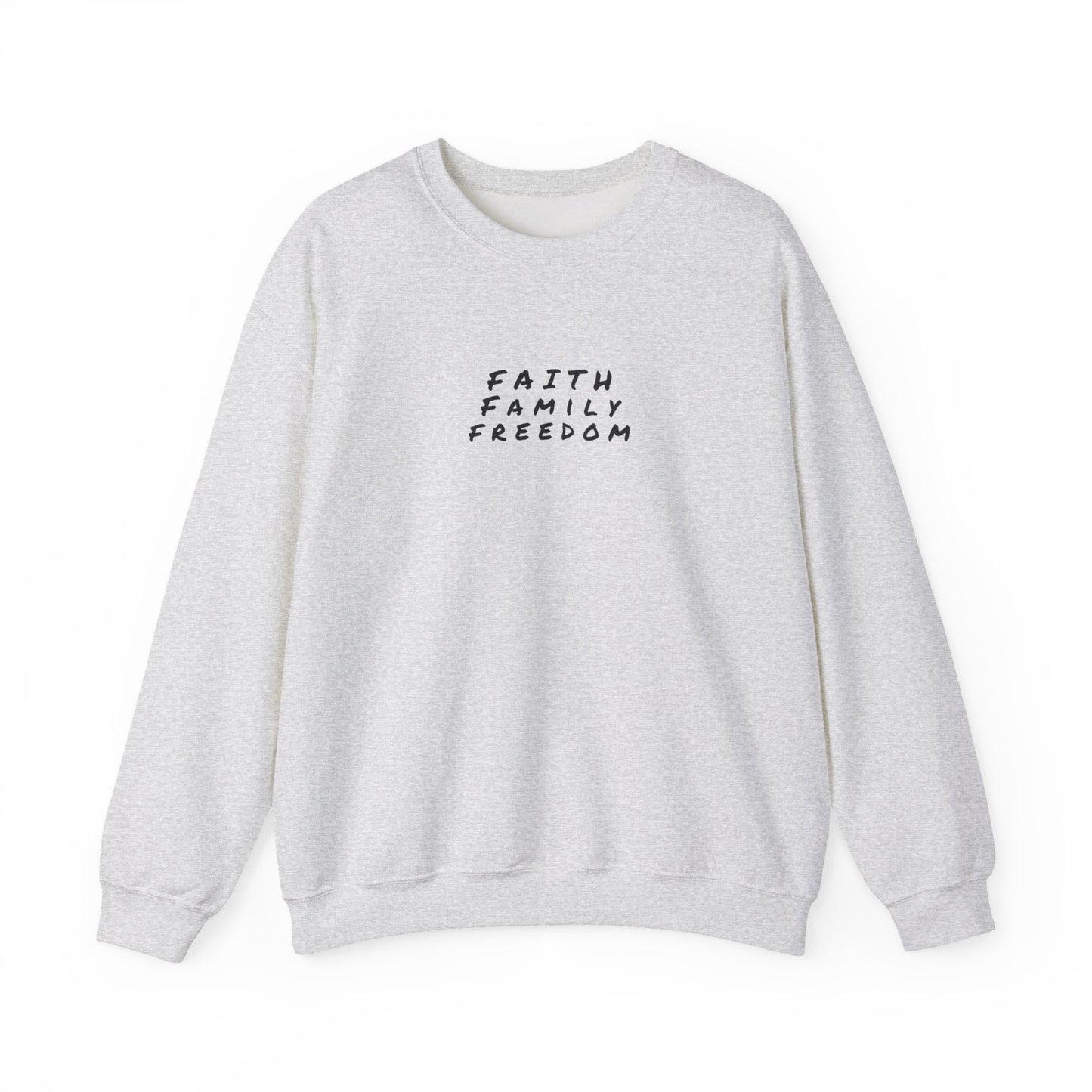 Faith Family Freedom Sweatshirt, Christian Sweatshirt, Religious Apparel, Inspirational Jumper, Religious Gift for Him/Her, Cozy Sweatshirt