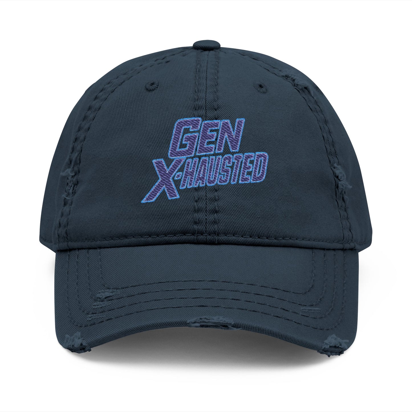 Embroidered Hat, Gen X-Hausted Distressed Dad Cap, Funny Gift for Gen X, Vintage Gen X Apparel, Retro Gen X Accessories, Embroidery Baseball