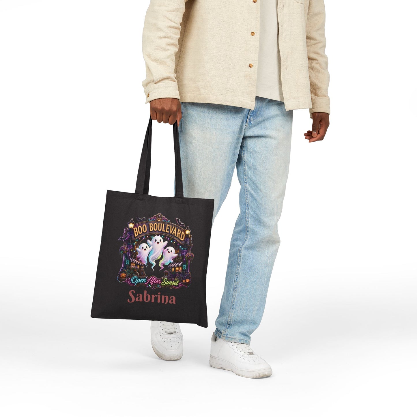 Boo Boulevard Ghosts Tote Bag | Halloween Trick-or-Treat Canvas Tote