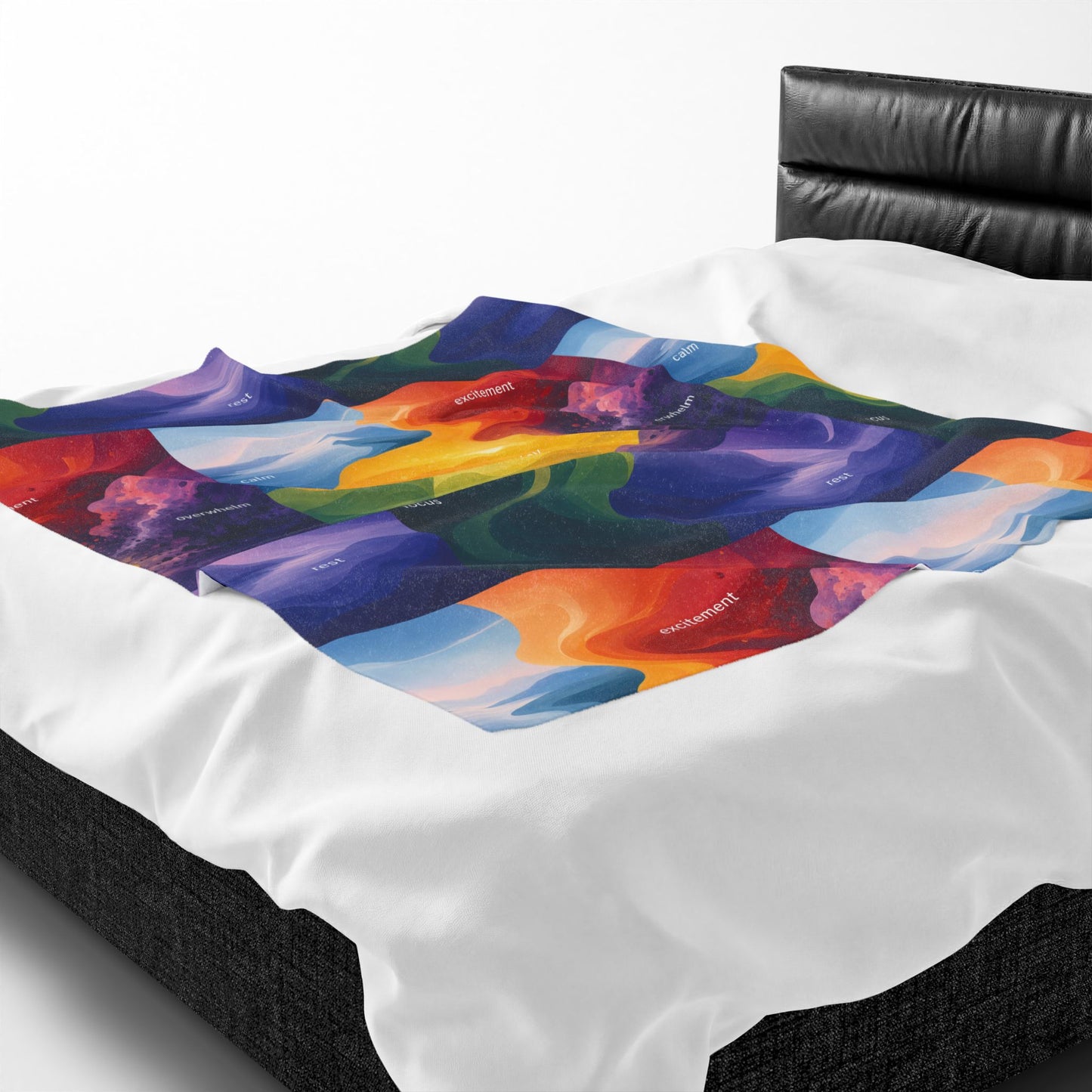 Emotion Color Map Neurodivergent Blanket Velveteen Plush Blanket | Abstract Rainbow Landscape