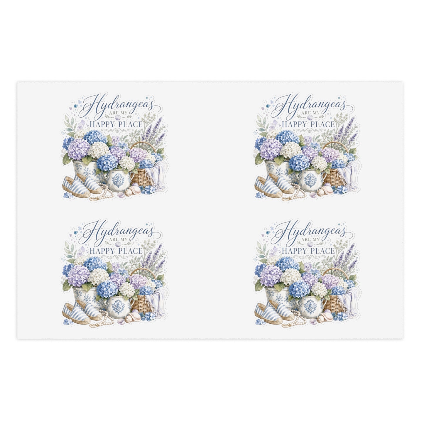 Hydrangeas Happy Place Sticker Sheet | Floral Hydrangea Decorative Stickers