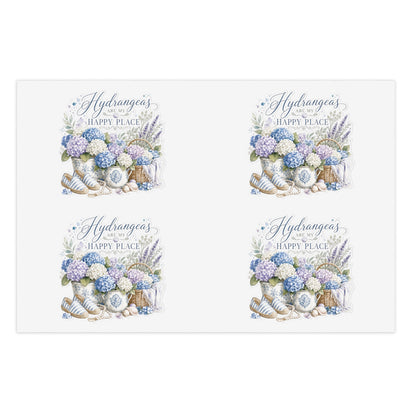 Hydrangeas Happy Place Sticker Sheet | Floral Hydrangea Decorative Stickers