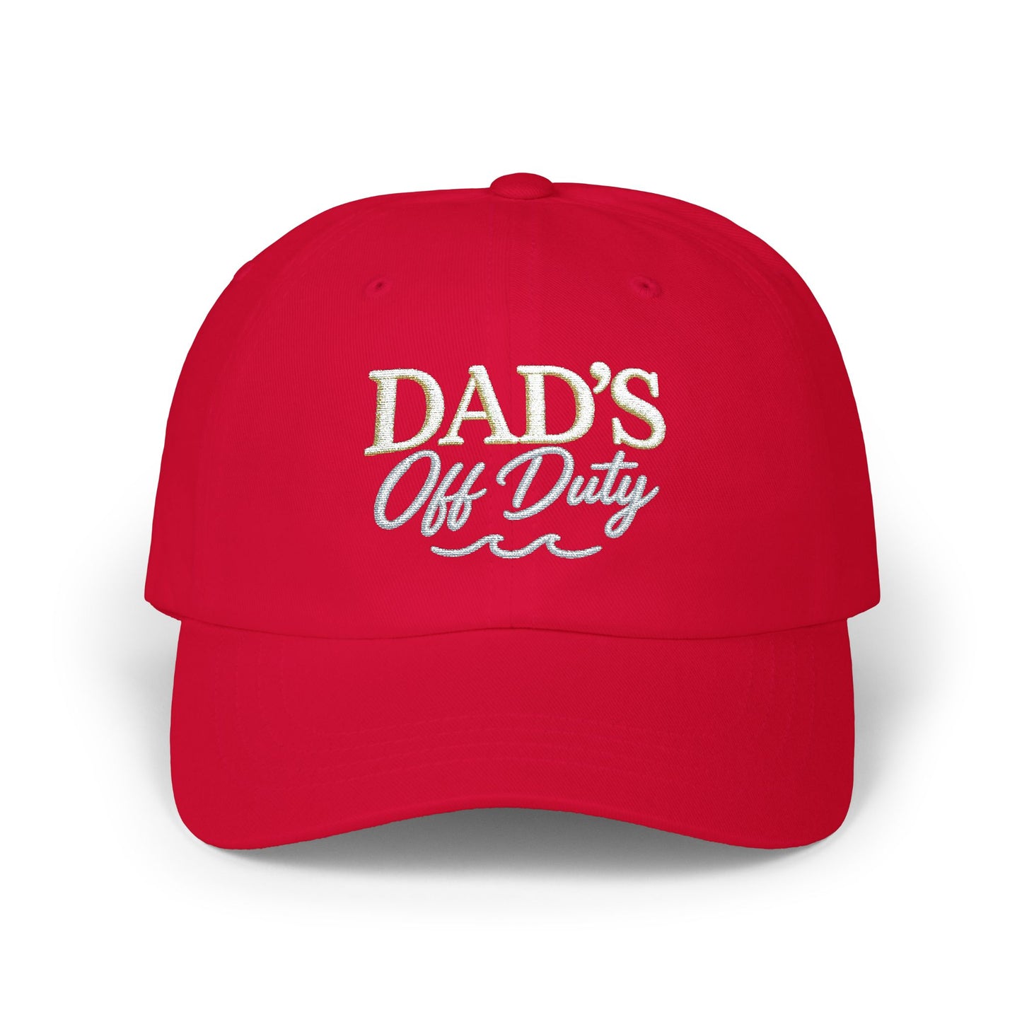 Dad's Off Duty Cap | Embroidered Dad Hat, White Classic Baseball Cap