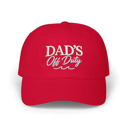 Dad's Off Duty Cap | Embroidered Dad Hat, White Classic Baseball Cap