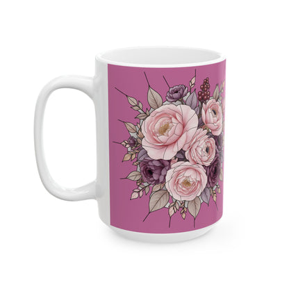 Blush Rose Bouquet Mug | Floral Ceramic Coffee Cup