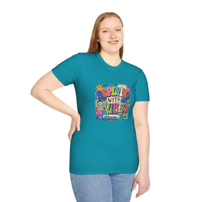 Replying With Vibes T-Shirt | Retro Colorful Typography, 90s Aesthetic