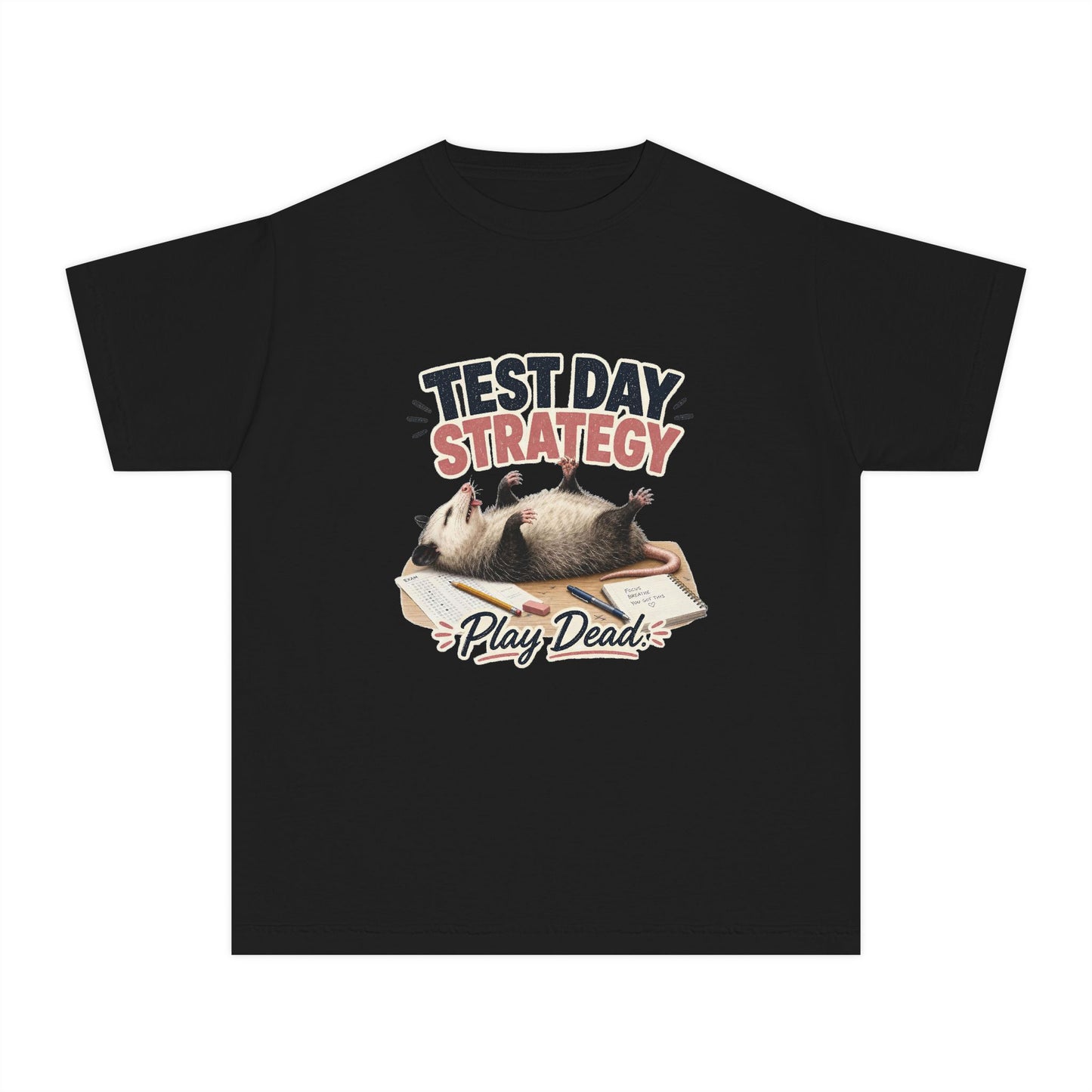 Test Day Strategy Play Dead Youth Tee | Possum Illustration, Back-to-School