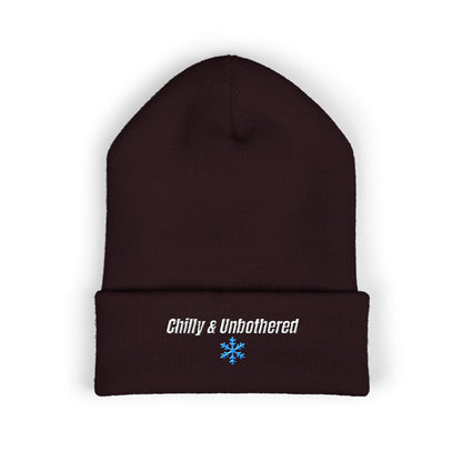 Chilly & Unbothered Beanie | Embroidered Snowflake Cuff Beanie