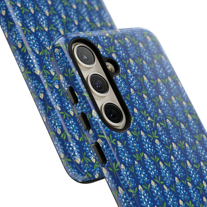 Phone Case, Texas Bluebonnet Tough Case, Navy Floral Phone Cover, Protective iPhone Case, Samsung Galaxy Case, Texas Wildflower Gift