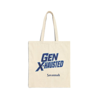 Gen X-Hausted Cotton Canvas Tote Bag | Eco-Friendly Shopping Bag, Gift for Gen X, Casual Everyday Use, Durable Tote