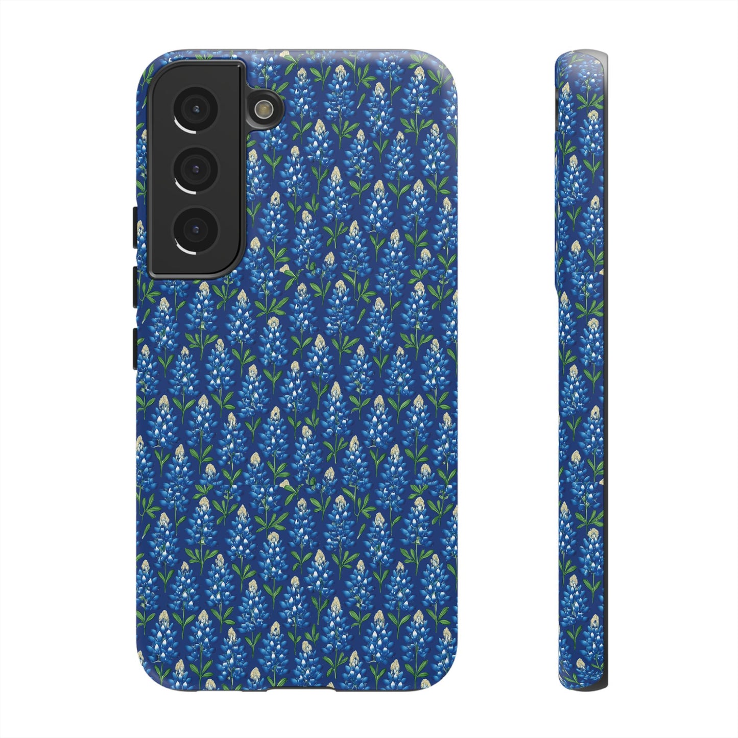 Phone Case, Texas Bluebonnet Tough Case, Navy Floral Phone Cover, Protective iPhone Case, Samsung Galaxy Case, Texas Wildflower Gift