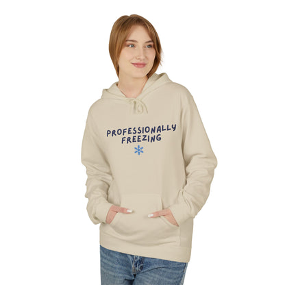 Professionally Freezing Hoodie | Handwritten Text, Snowflake Accent