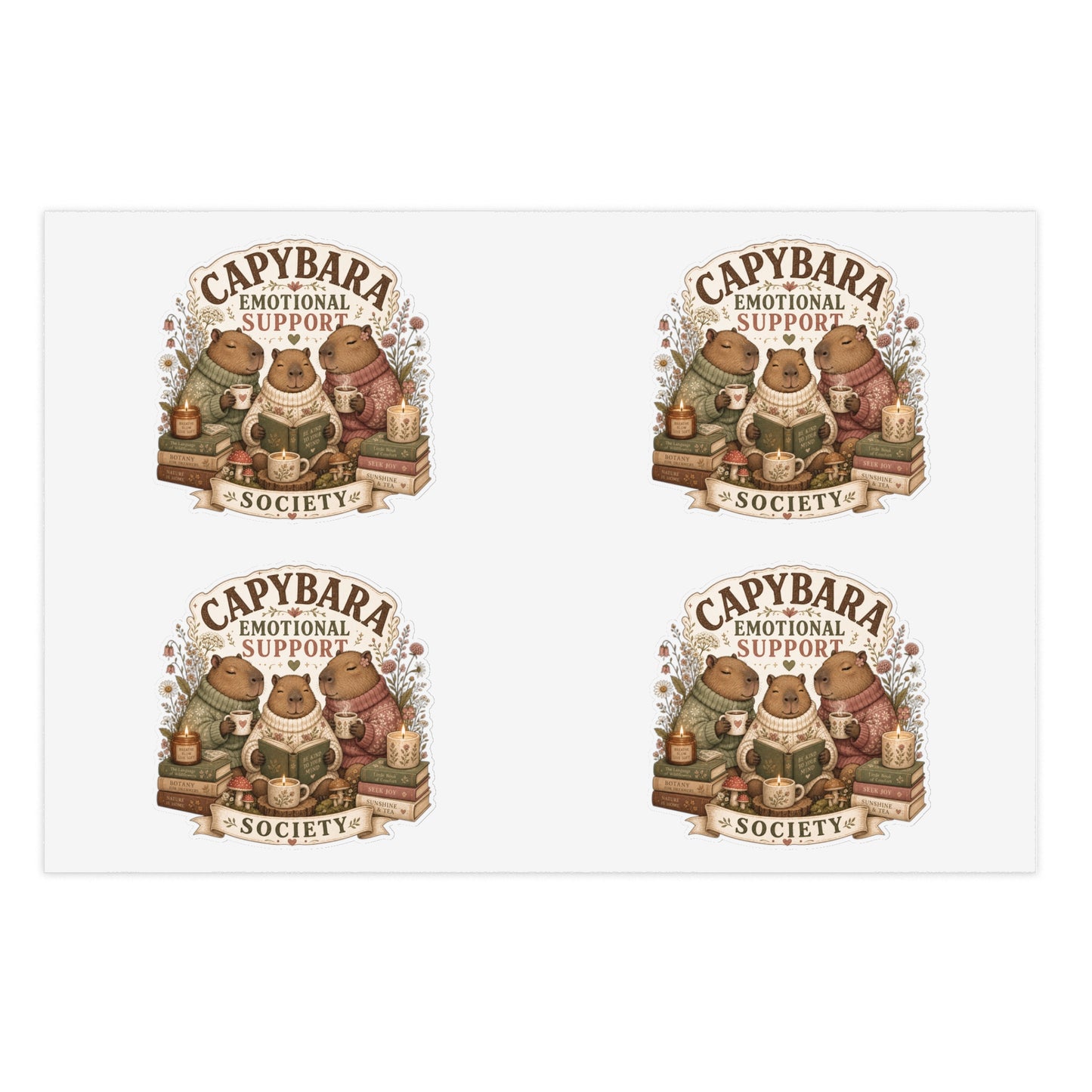 Capybara Emotional Support Society sticker sheet | Capybara stickers, kawaii animal decal