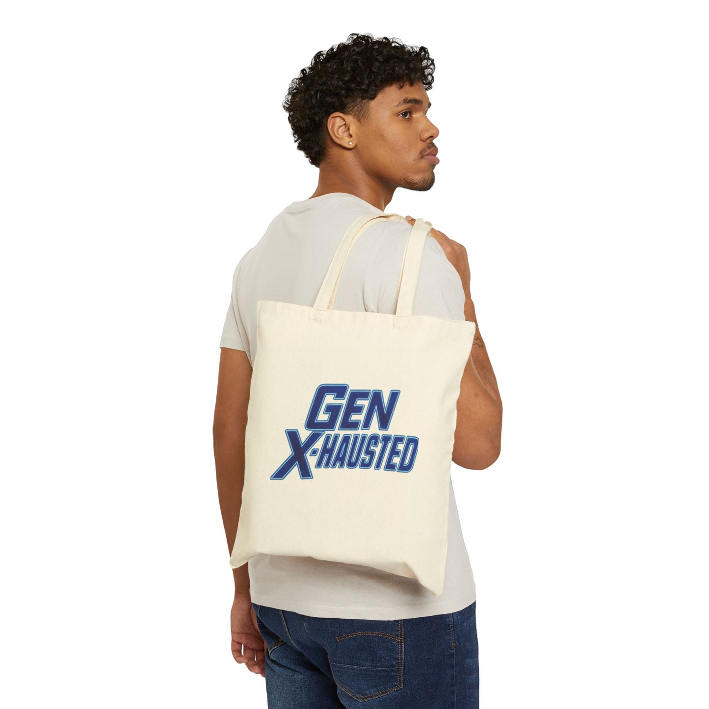 Gen X-Hausted Cotton Canvas Tote Bag | Eco-Friendly Shopping Bag, Gift for Gen X, Casual Everyday Use, Durable Tote