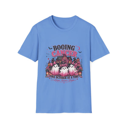 Booing Cancer T-Shirt | Halloween Haunted House, Ghosts, Pink Ribbon Awareness