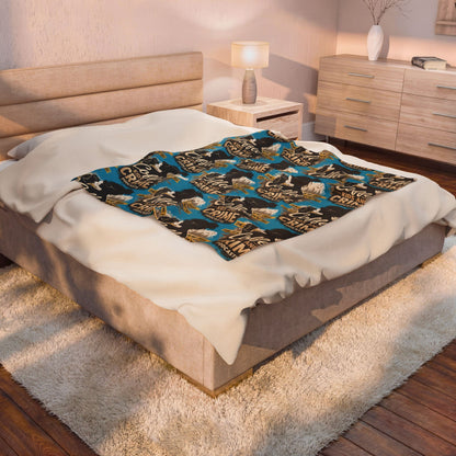 Coffee and Crime Podcast Velveteen Plush Blanket for Mom | True Crime Coffee Pattern