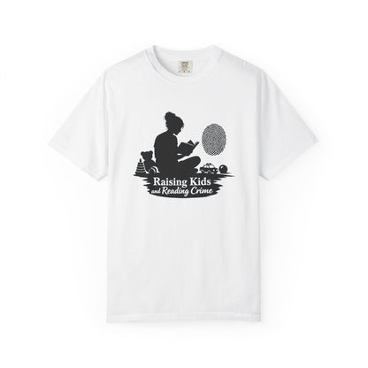 Raising Kids and Reading Crime T-shirt | Mom Reader Detective Design