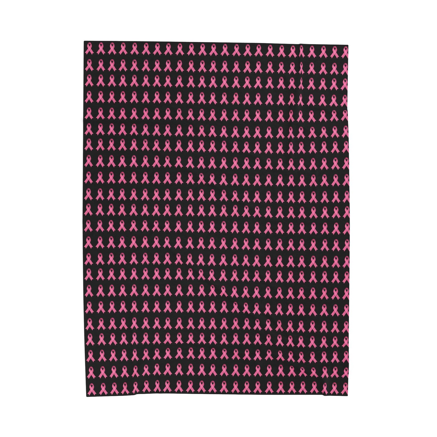 Soft Pink Ribbon Velveteen Blanket | Cozy Plush Throw for Breast Cancer Awareness, Comfort, Gift for Her, Home Decor, Cozy Snuggle, Black