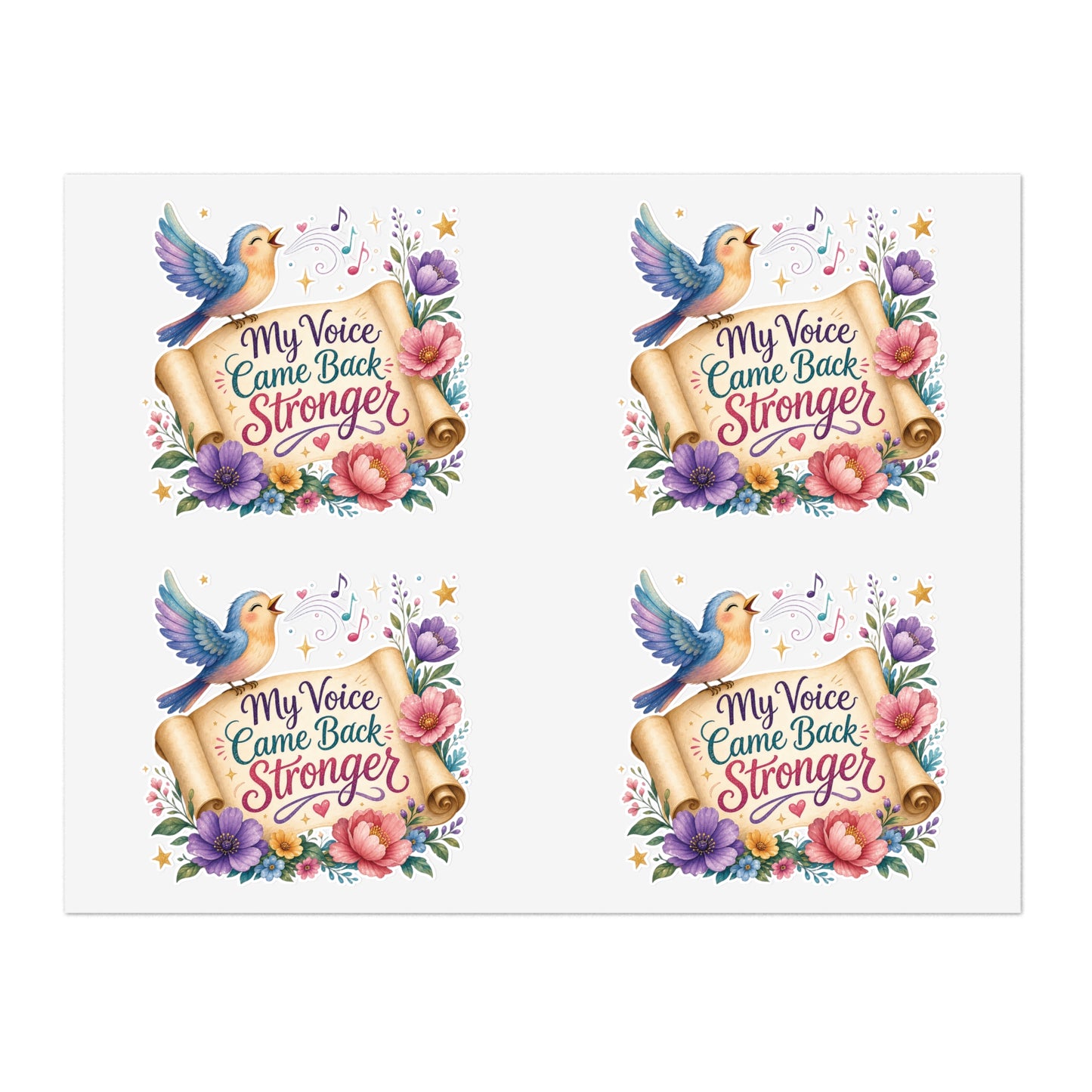 My Voice Came Back Stronger Sticker Sheet | Floral Hummingbird Inspirational