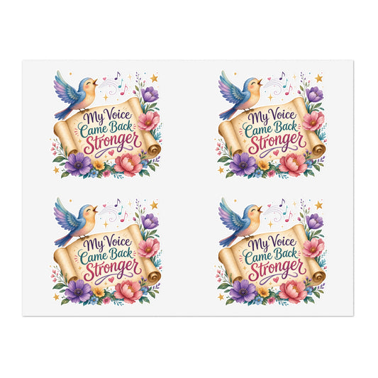 My Voice Came Back Stronger Sticker Sheet | Floral Hummingbird Inspirational