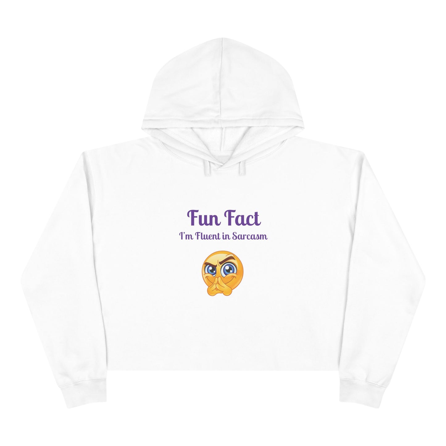 Sarcasm Crop Hoodie - Fun Fact I'm Fluent in Sarcasm, Funny Gift for Friends, Trendy Apparel, Casual Wear, Unique Hoodie