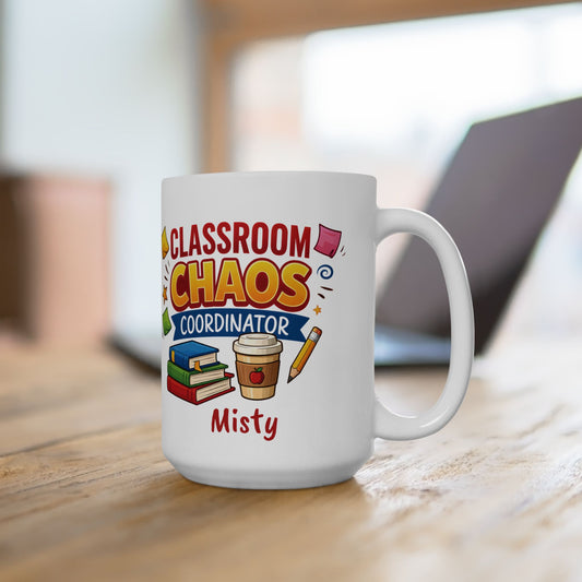 Classroom Chaos Teacher Mug | Coffee Pencil Books School Staff