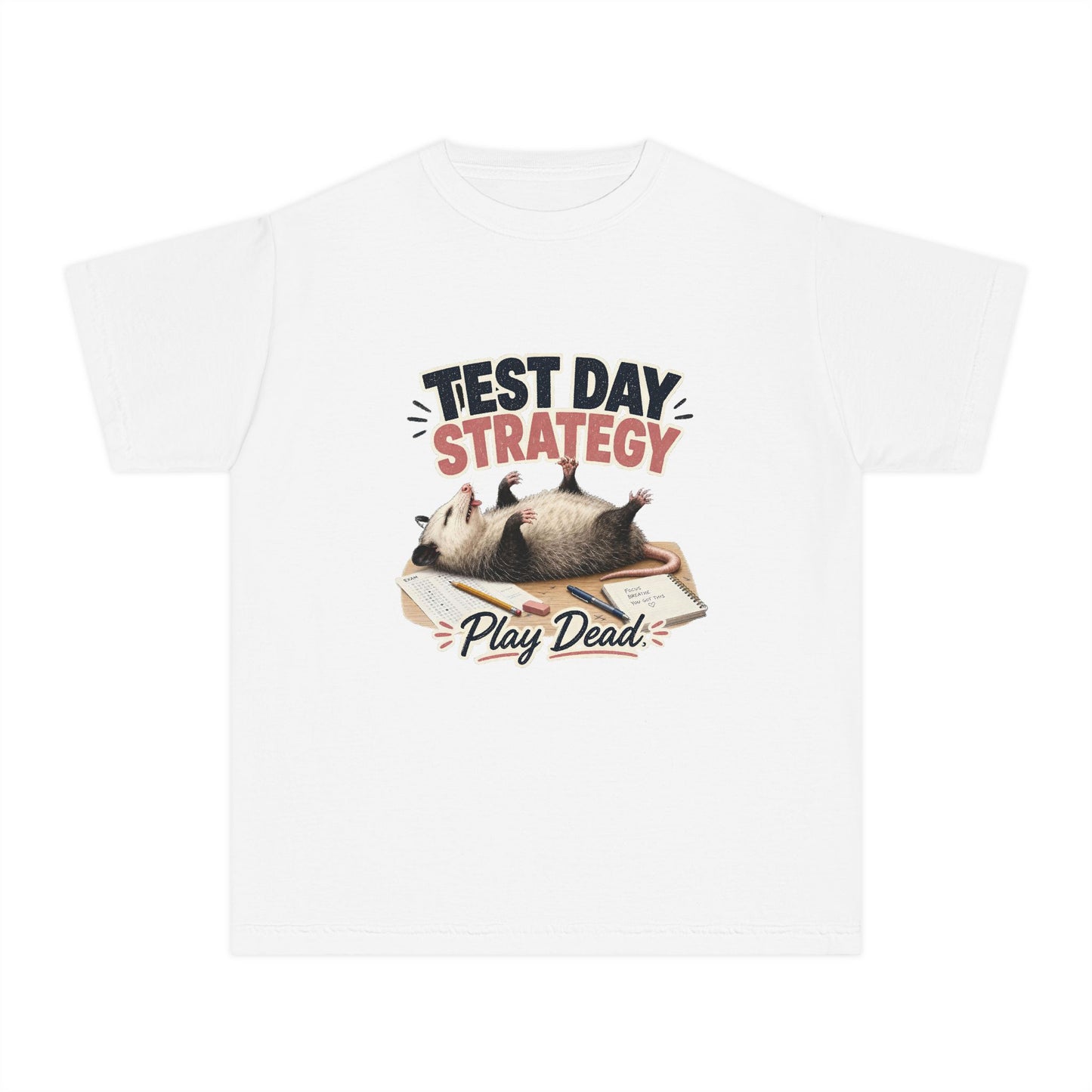 Test Day Strategy Play Dead Youth Tee | Possum Illustration, Back-to-School