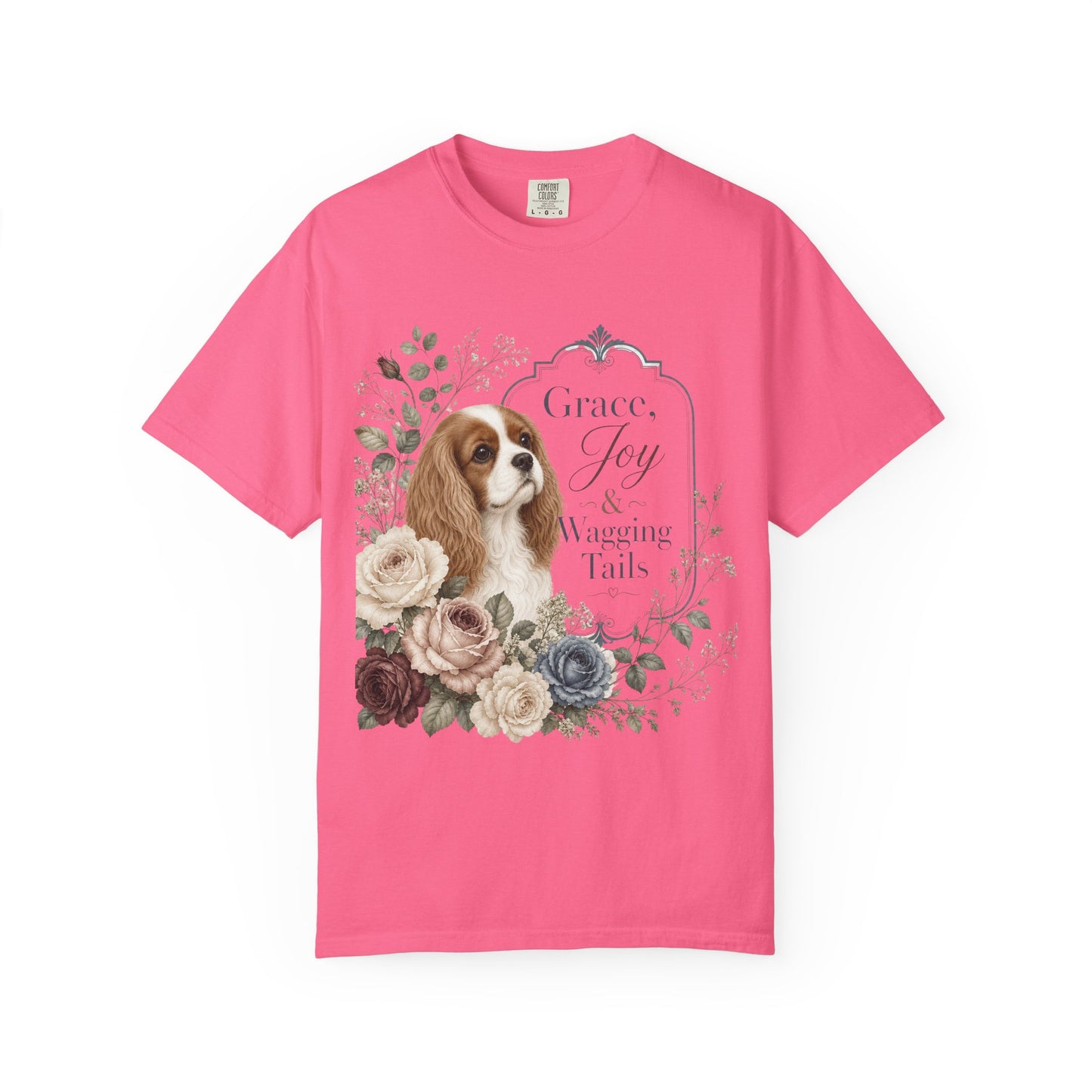 Cavalier King Charles Spaniel floral portrait T-shirt | Grace Joy Wagging Tails