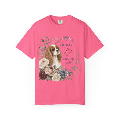Cavalier King Charles Spaniel floral portrait T-shirt | Grace Joy Wagging Tails