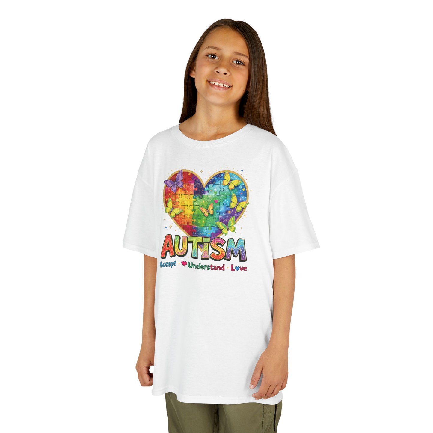 Autism Puzzle Heart Kids Tee | Accept Understand Love