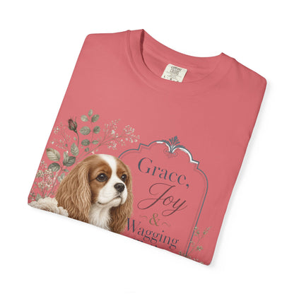 Cavalier King Charles Spaniel floral portrait T-shirt | Grace Joy Wagging Tails