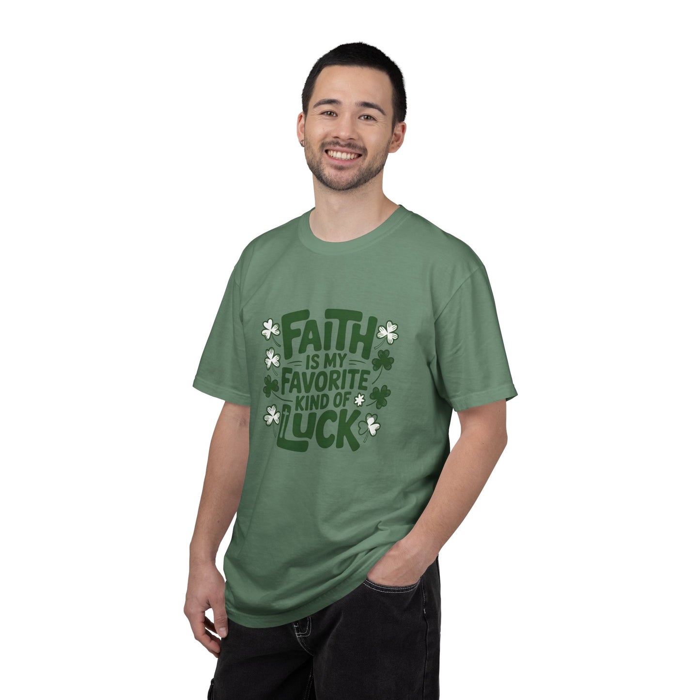 Faith Is My Favorite Kind of Luck T-shirt | St. Patrick's Day Shamrock Design