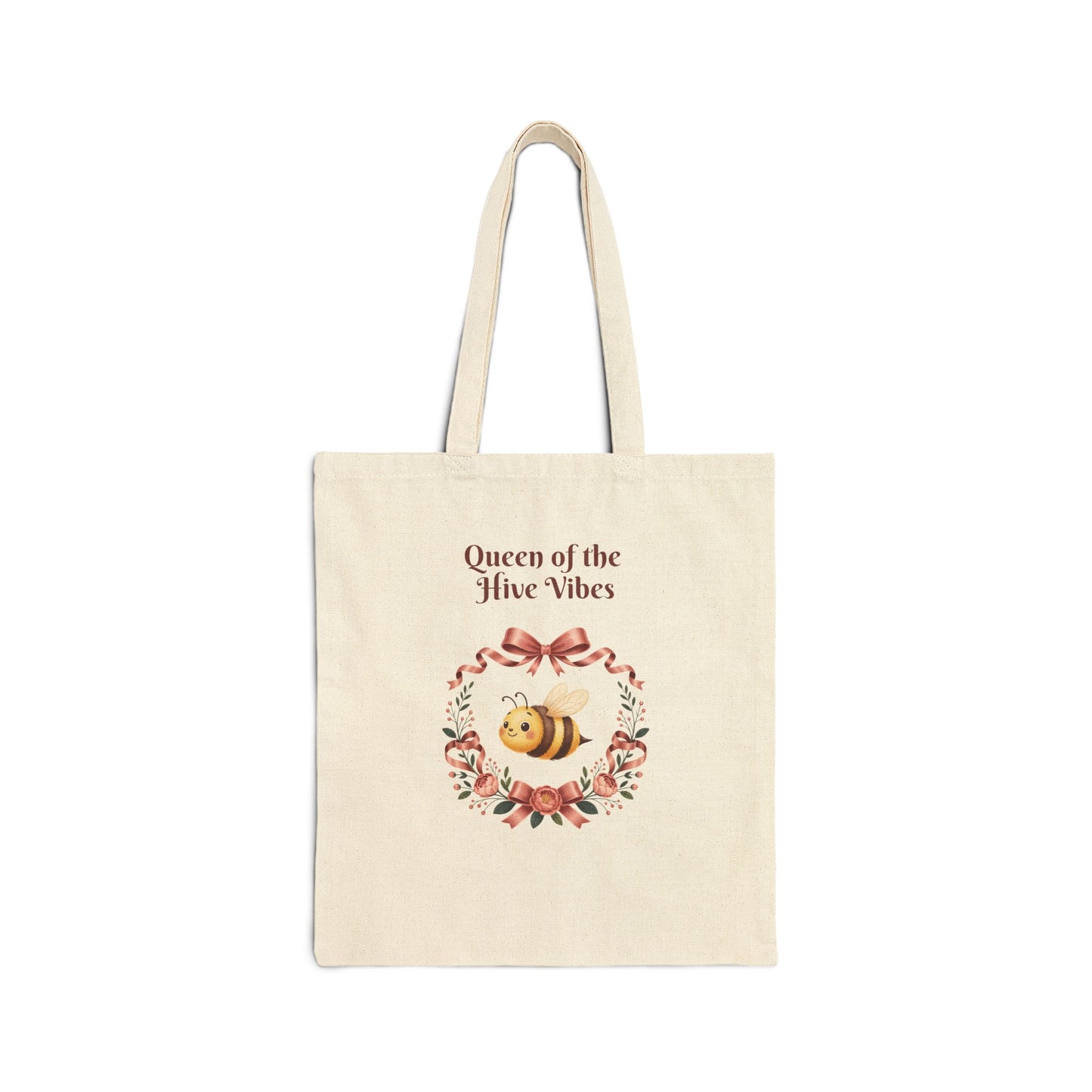 Queen of the Hive Vibes Tote Bag | Floral Bee Monogrammed Tote