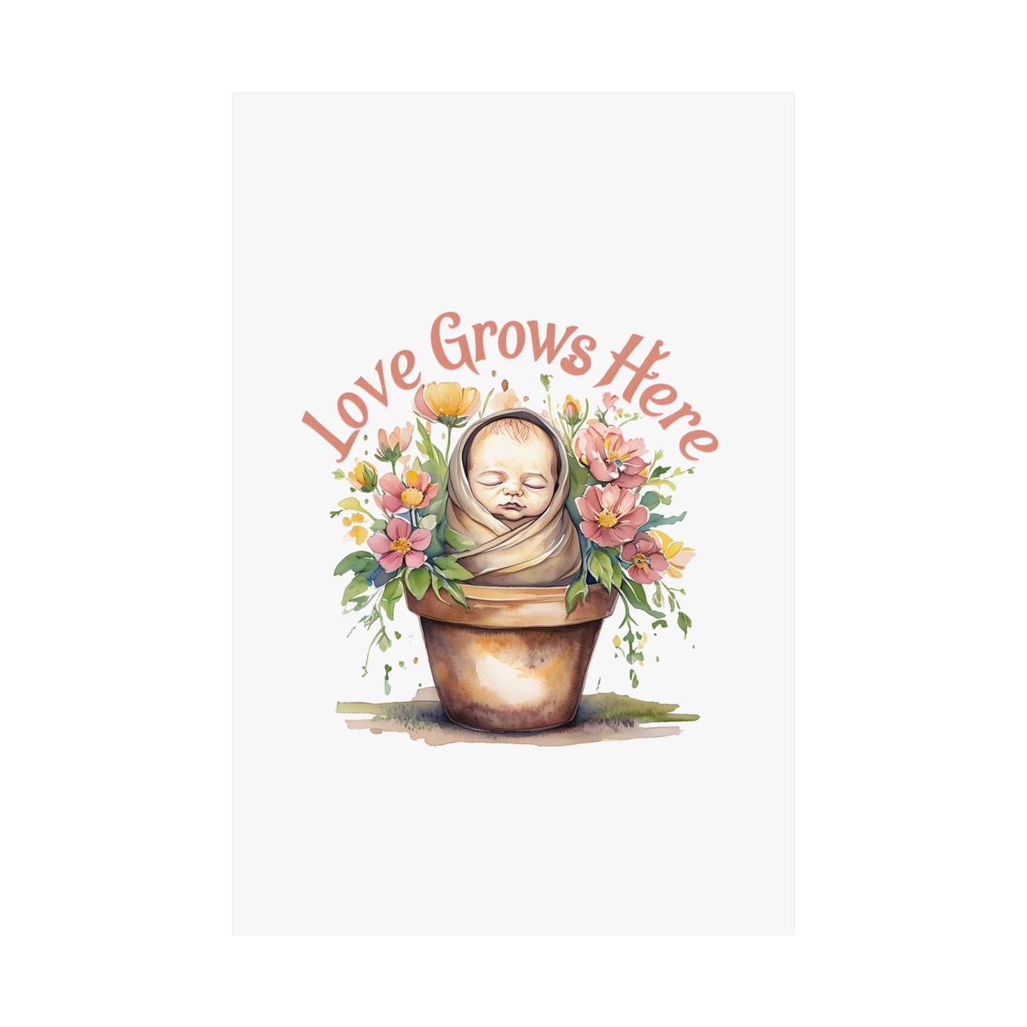 Love Grows Here Wall Art, Floral Nursery Print, Baby Shower Decor, Inspirational Poster, New Parent Gift, Home Decor, NICU Wall Art
