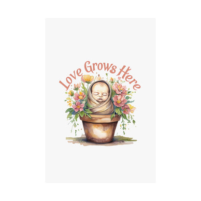 Love Grows Here Wall Art, Floral Nursery Print, Baby Shower Decor, Inspirational Poster, New Parent Gift, Home Decor, NICU Wall Art