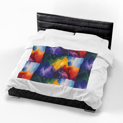 Emotion Color Map Neurodivergent Blanket Velveteen Plush Blanket | Abstract Rainbow Landscape