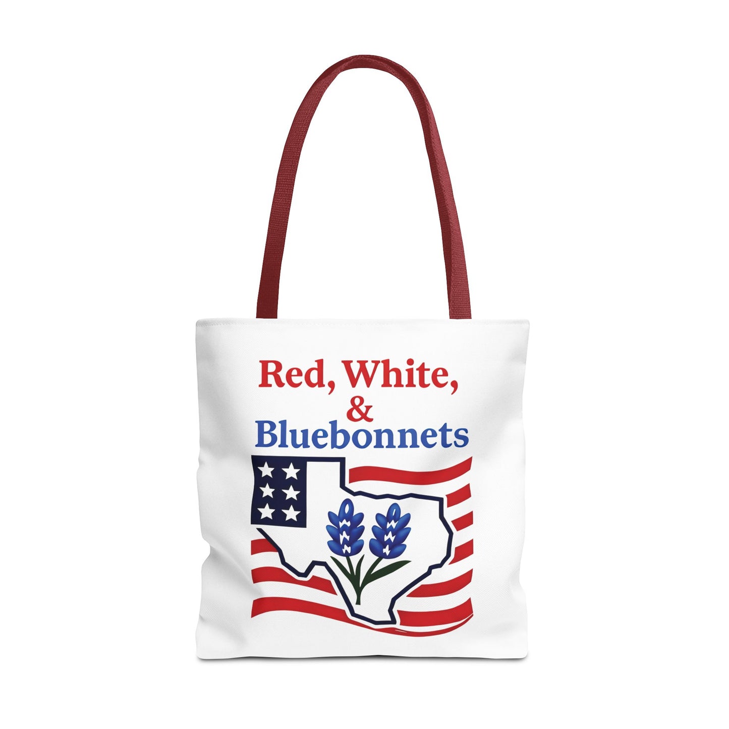 Texas Patriot Tote Bag, Red White and Bluebonnets, Independence Day Accessory, Summer Travel Bag, Gift for Texans, Stylish Grocery Tote