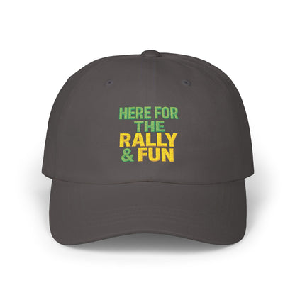 Here For The Rally & Fun Dad Cap | Embroidered Sport Rally Hat