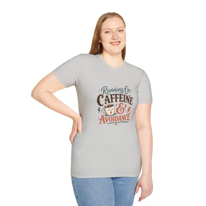 Running On Caffeine & Avoidance T-Shirt | Funny Coffee Quote Tee